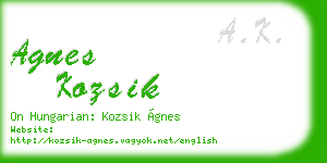 agnes kozsik business card