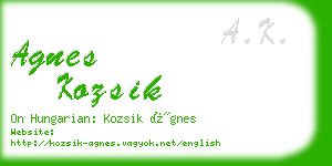 agnes kozsik business card